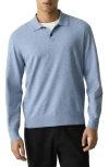 Theory Goris Long Sleeve Polo In Blue