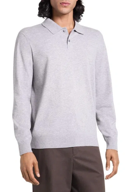 Theory Goris Long Sleeve Polo In Gray