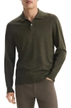 Theory Regal Merino Polo Sweater In Hunter Green Melange