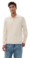 Theory Goris Long Sleeve Polo In Light Bilen Alabaster In White