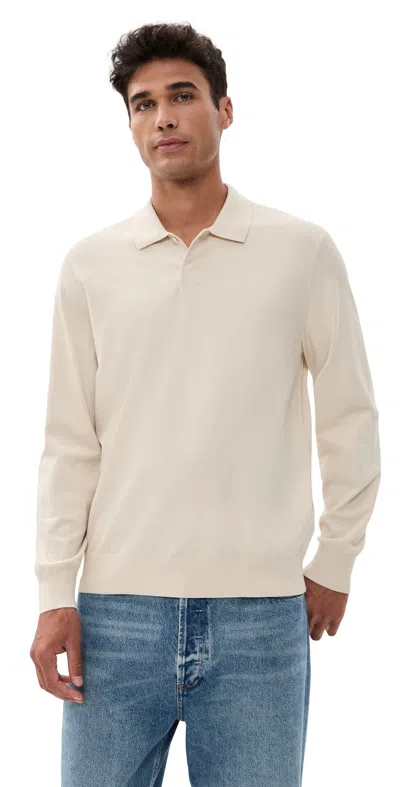 THEORY GORIS LONG SLEEVE POLO IN LIGHT BILEN ALABASTER