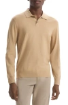 Theory Goris Long Sleeve Polo In New Camel