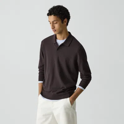 Theory Goris Long-sleeve Polo Shirt In Light Bilen