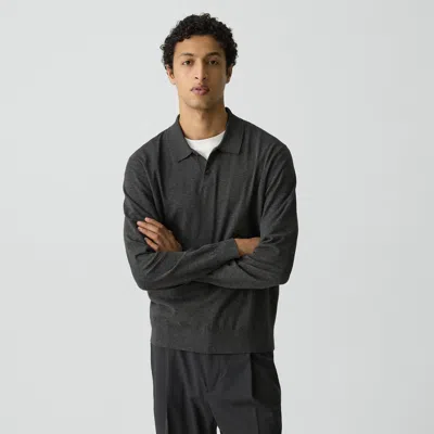 Theory Goris Long-sleeve Polo Shirt In Light Bilen In Brown