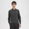 Theory Goris Long-sleeve Polo Shirt In Light Bilen In Pestle Melange