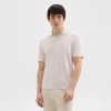 Theory Goris Polo Shirt In Piqué Light Bilen In Melange Ivory