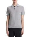 Theory Goris Lightweight Knit Polo Shirt In Light Gray Heather
