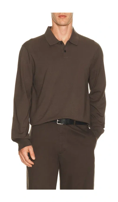 Theory Goris Polo Long Sleeve In Brown