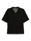 Theory Double Layered Johnny Collar Polo Shirt In Black