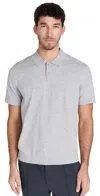 THEORY GORIS SHORT SLEEVE KNIT POLO SILVER HEATHER