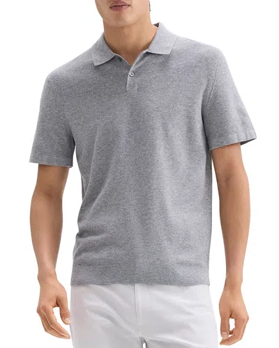 Theory Goris Short Sleeve Polo Sweater In Mlnge Grey