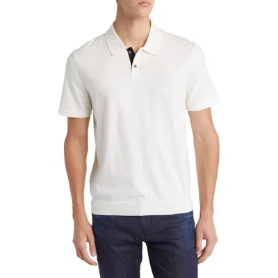 Theory Goris Solid Polo In Ivory/baltic - 0mq