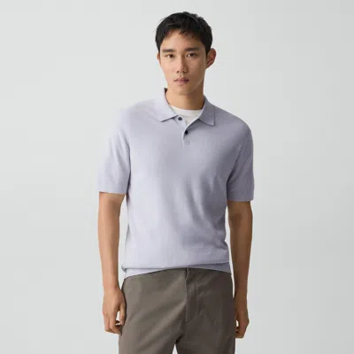 Theory Goris Textured Polo Shirt In Light Bilen In Blue