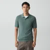 Theory Goris Textured Polo Shirt In Light Bilen In Green