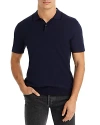Theory Goris Tipped Collar Knit Polo In Fine Bilen In Baltic Black