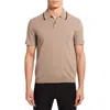 Theory Goris Tipped Solid Polo In Brown