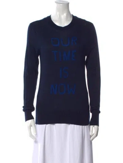 Pre-owned Theory Graphic Print Crew Neck Sweater In Blue