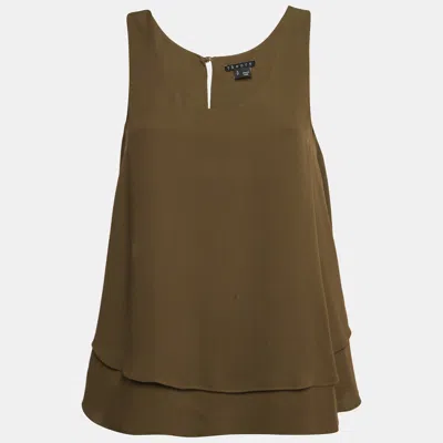 Pre-owned Theory Green Silk Sleeveless Layered Top S