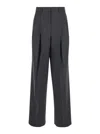 Theory Grey High-waist Pants With Pences In Stretch Wool Woman In Grey
