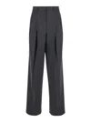 Theory Grey High-waist Pants With Pences In Stretch Wool Woman