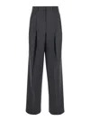 Theory Grey High-waist Pants With Pences In Stretch Wool Woman In Black