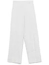 Theory Grey Linen Blend Houndstooth Trousers In Grey