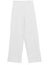 Theory Grey Linen Blend Houndstooth Trousers In White