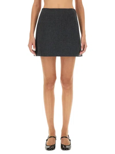 Theory Grey Mini Skirt With Tailored Silhouette In Black