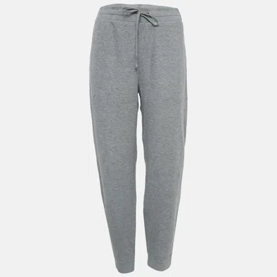 Theory Grey Pima Organic Cotton Rib Knit Trackpants In Gray