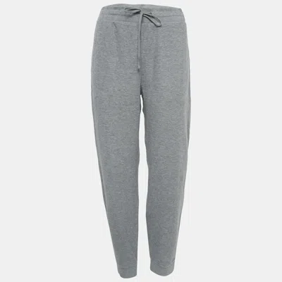 Pre-owned Theory Grey Pima Organic Cotton Rib Knit Trackpants L