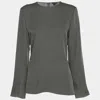 Theory Grey Silk Full Sleeve Top In Multi