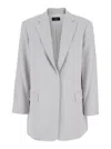 Theory Grey Solid Notched Lapel Blazer In Grey