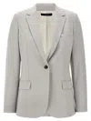Theory Structured Blazer With Notched Lapels And Back Vent In Grey