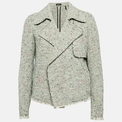 Pre-owned Theory Grey Tweed Open Front Jacket M