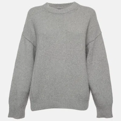 Pre-owned Theory Grey Wool Blend Crew Neck Sweater S In Gray