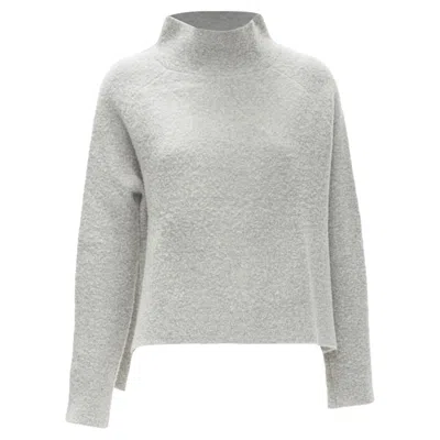 Theory Grey Wool Blend Fuzzy Stand Collar Step Hem Sweater Xs In Gray