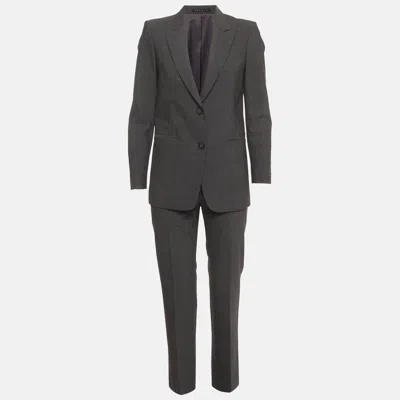 Pre-owned Theory Grey Wool Blend Single Breasted Pantsuit Set S