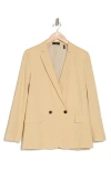Theory H. Eco Cru Double Breasted Linen Blend Jacket In Butter Yellow
