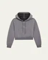 Theory Half-zip Hoodie In Scuba In Charcoal Melange