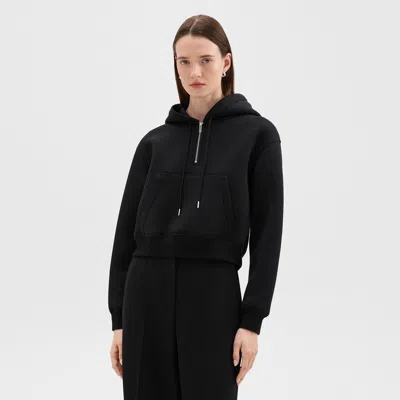Theory Half-zip Hoodie In Scuba In Black