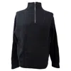 Theory Half-zipped Knitted Sweater In Black Merino Wool In Black