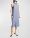 Theory Halter Neck Shirt Dress In Hemp In Chambray