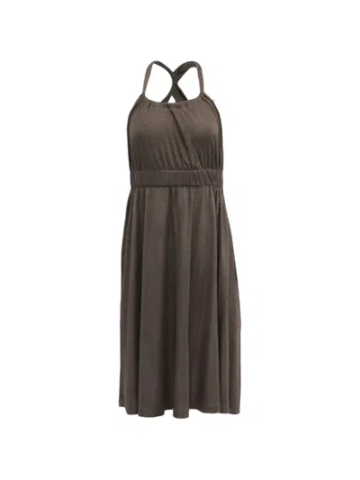 Pre-owned Theory Halter Neck Dress In Brown