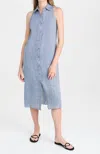 Theory Halter Neck Shirt Dress In Hemp In Blue