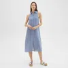 Theory Halter Neck Shirt Dress In Hemp In Chambray