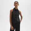 Theory Halter Neck Shirt In Linen-viscose In Black