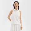 Theory Halter Neck Shirt In Linen-viscose In Ivory