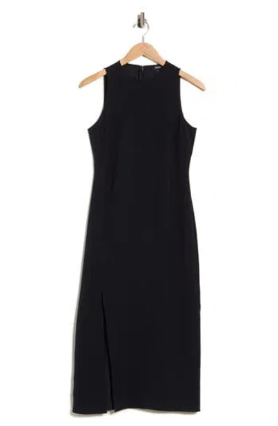 Theory Halter Neck Slit Seam Midi Dress In Black