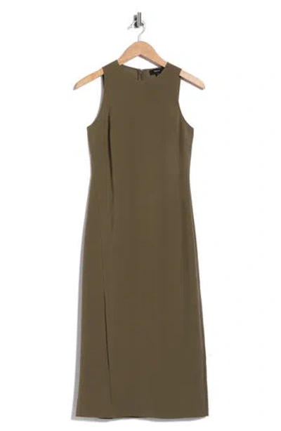 Theory Halter Neck Slit Seam Midi Dress In Green