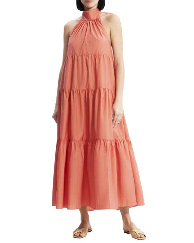 Theory Halter Tiered Maxi Dress In Orange